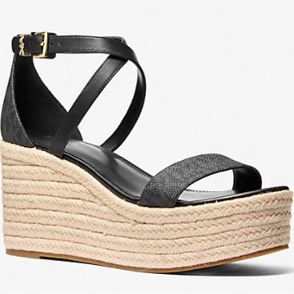 Black Wedge Sandals